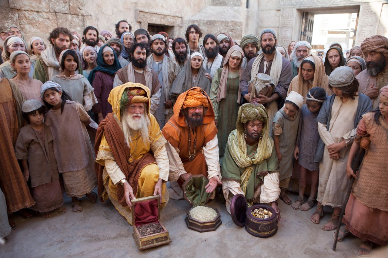 Les mages présentent leurs cadeaux à Jésus